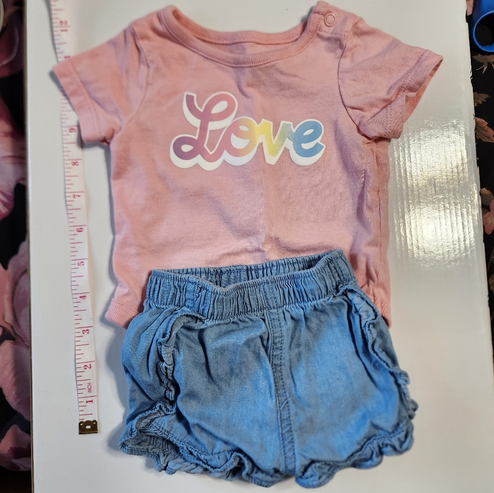 Garanimals baby girl set Live pink jean shorts